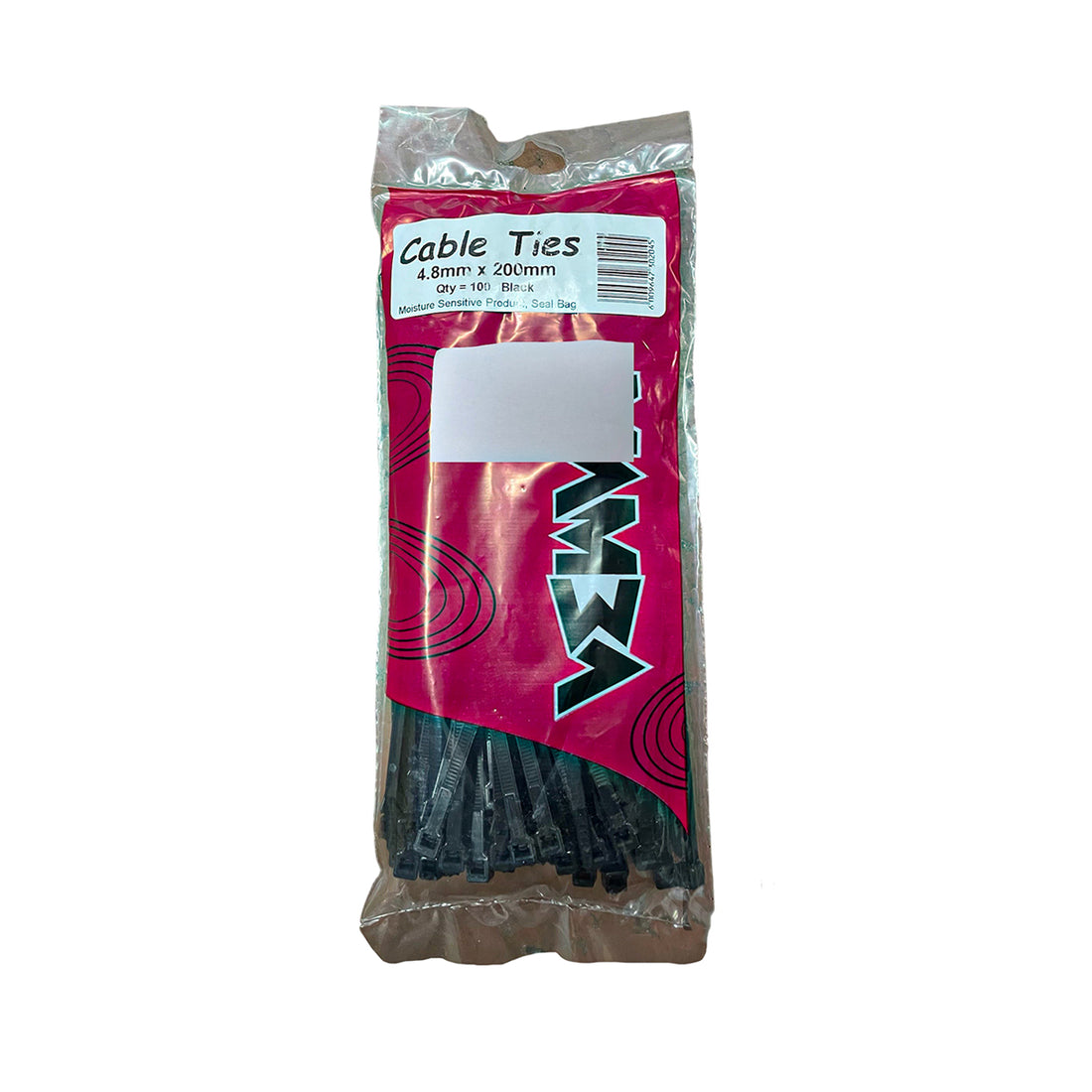 Cable Ties 4.8mm x 200mm (100) Black