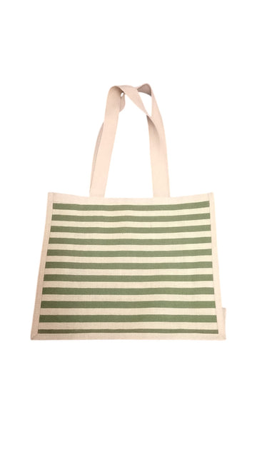 Bag Hesians 41cm (W) x 34cm (H) Green Stripe