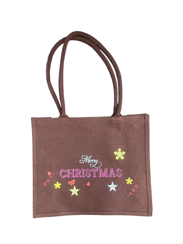 Bag Hessian 41cm (W) x 34cm (H) Merry Xmas Red